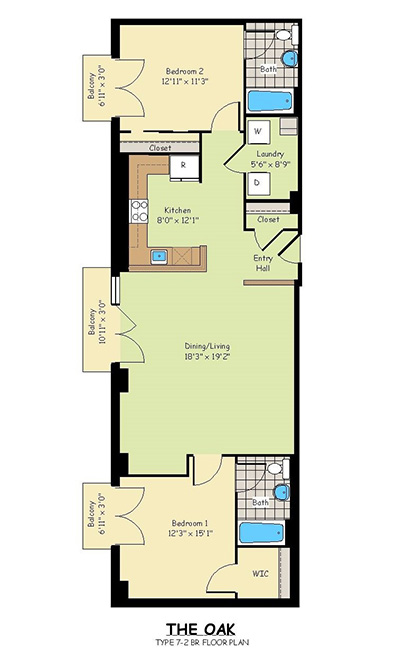 Two Bedroom Apartments - The Oak